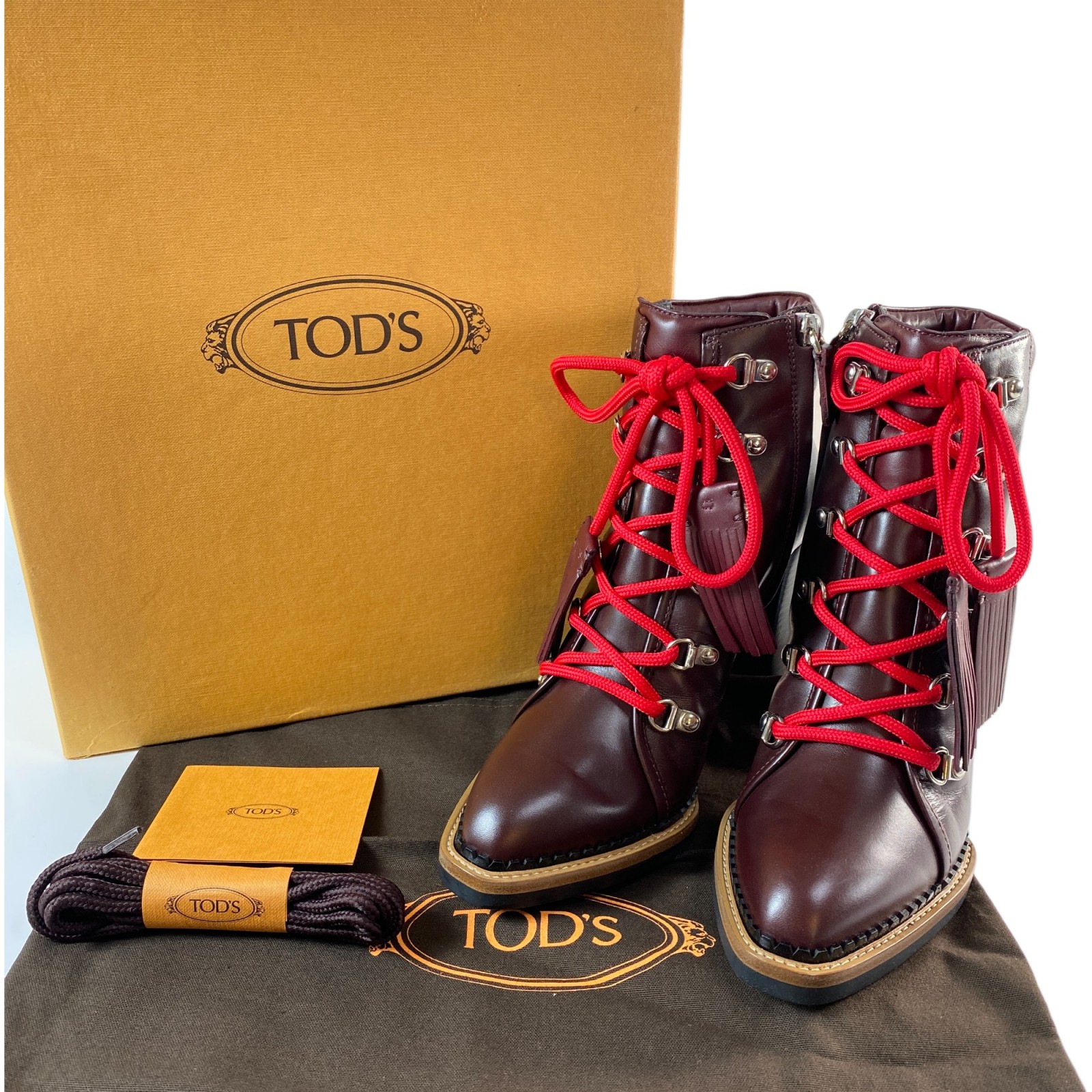 TOD'S ブラウン レザー ヒール ショート ブーツ ブーティ 37 TOD'S ブラウン レザー ヒール ショート ブーツ ブーティ 37 関
