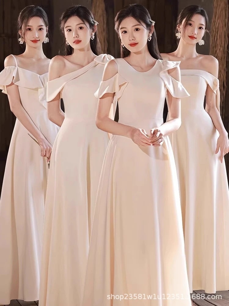 Hot!!!結婚式 演奏会 今年人気のドレス2024新しい夏のシャンパンサテンのパフォーマンスドレスのイブニングドレス成人式 卒業式 発表会