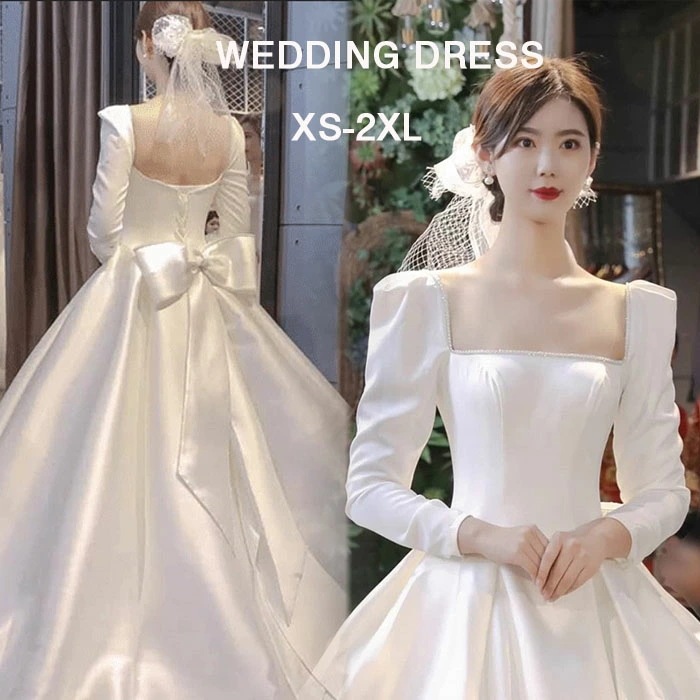 【今季トレンド】新作 ウエディングドレス レディース 長袖 ワンピース 結婚式 花嫁 二次会 レース リボン ドレス 少女 女性 腰縛り メッシュ フォーマル パーティー ロングワンピース 大人 演奏