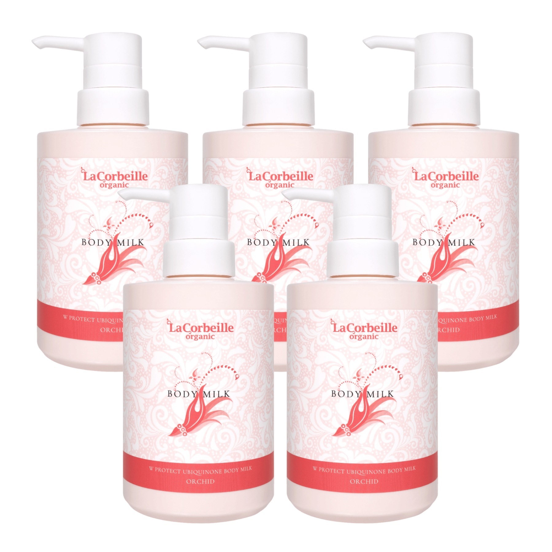 【リニューアル】ラ コルベイユ ボディミルク オーガニック Wプロテクト ユビキノン オーキッドの香り 400ml 公式 5個セット