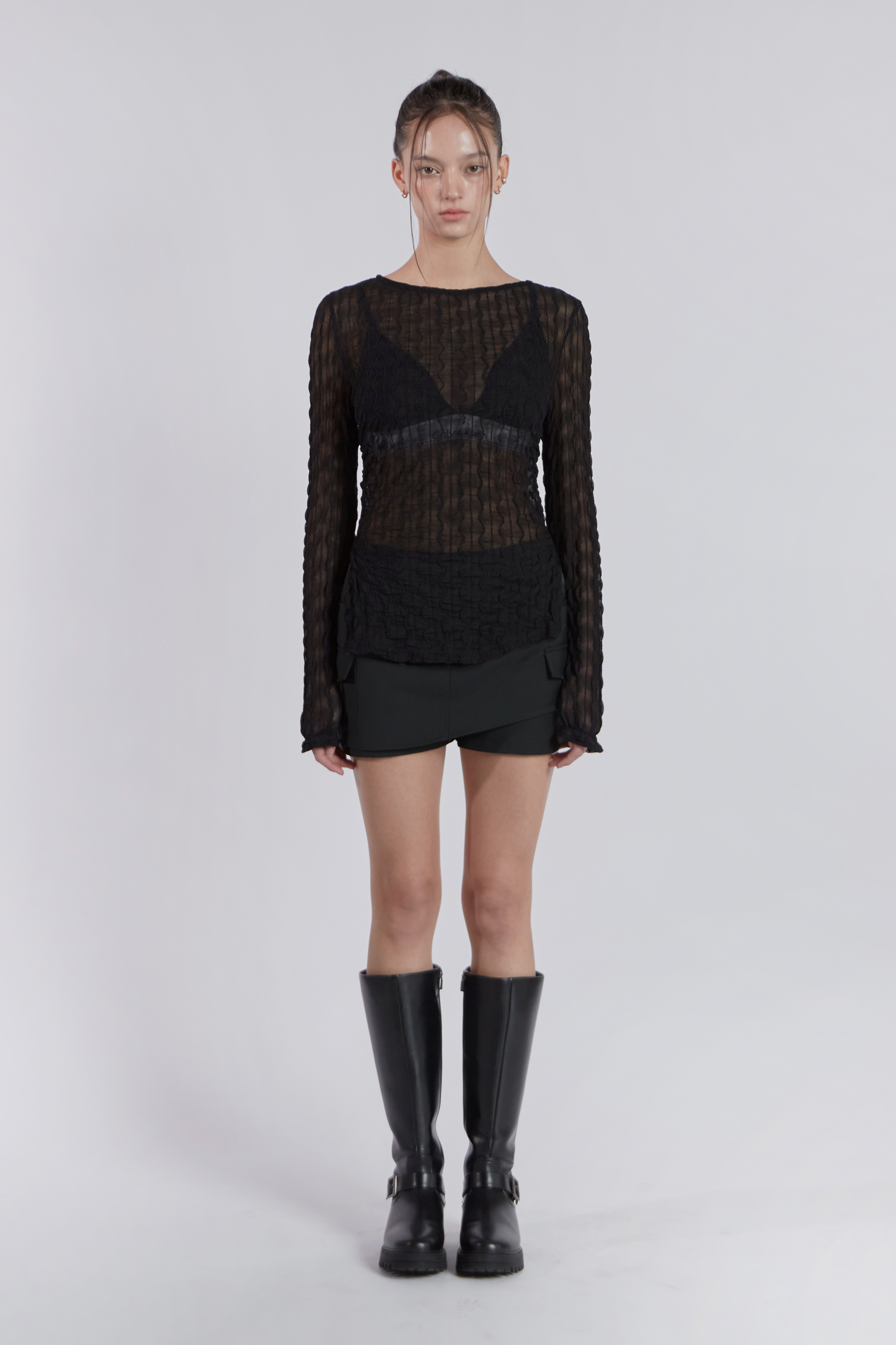 MINI POCKET UNBALANCE SKIRT [CHARCOAL]