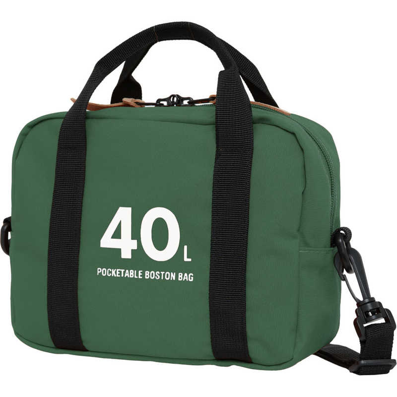 OUTDOOR　ボストンバッグ 40L 折りたたみ ショルダーバッグ付き トラベル 旅行 キャリーオンベルト付き グリーン　OD-13126-GR