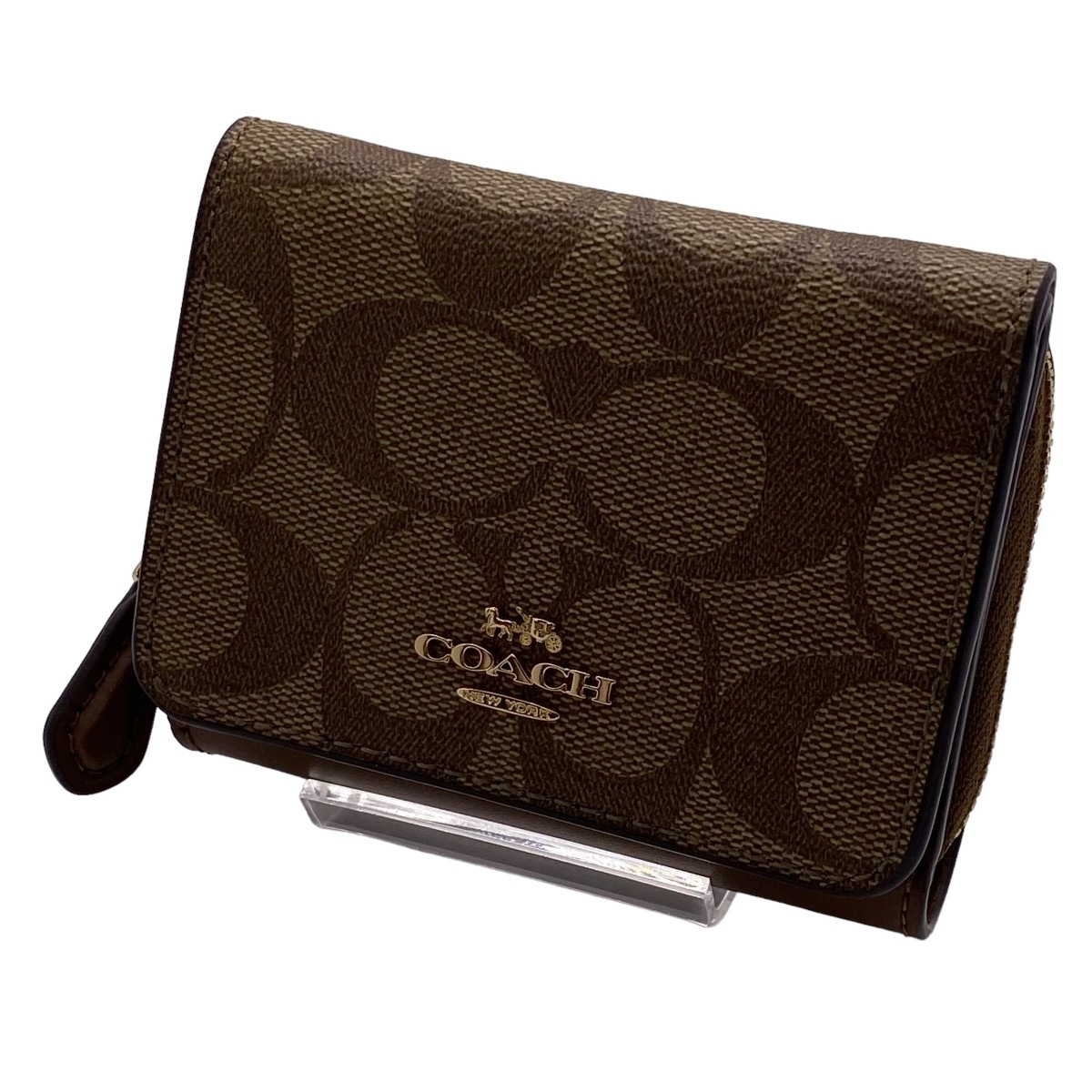 コーチ COACH 三つ折り財布 7331 カーキ・ブラウン系 アウトレット 店頭展示品