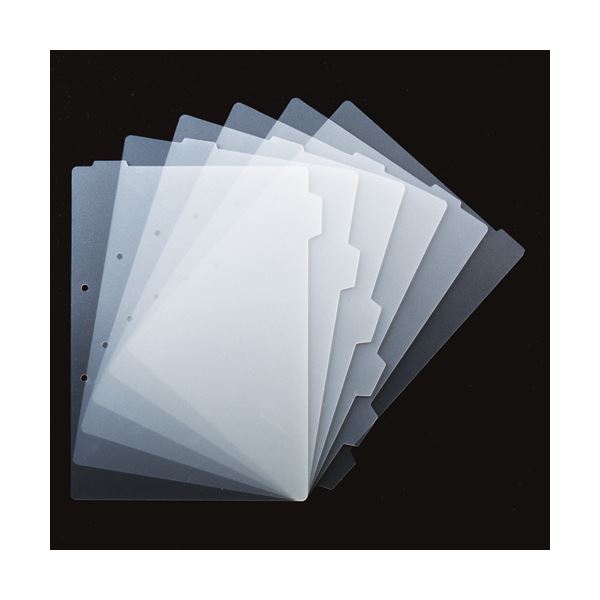 （まとめ）TANOSEE再生ダブルインデックス(ハードタイプ) A4タテ 2穴 6山 クリア 1組 (×30セット)