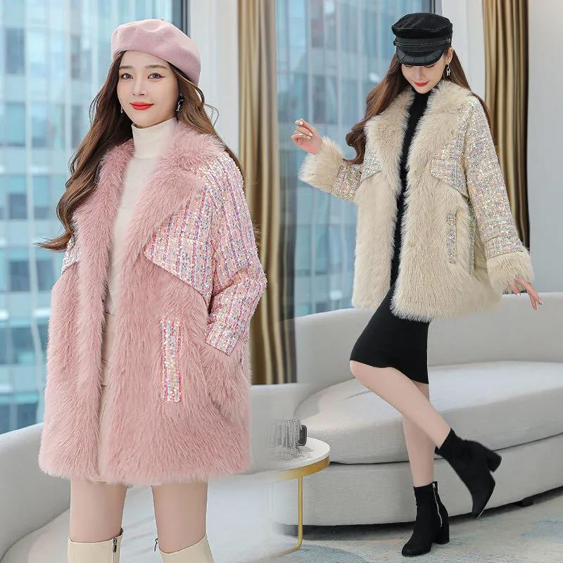 ぬいぐるみ フランス風 ステッチ アウター 24 人工フリース 保温 ジャケット コート ファージャケット EC1900 キラキラ 華やか暖かい ボア レディース