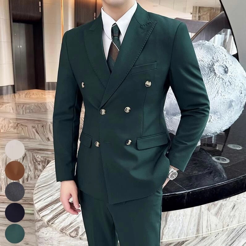 3ピーススーツ フォーマルスーツ 男性スーツ セットアップ ビジネススーツ メンズ 高級感 ジャケット+パンツ+ベスト 3点セット スーツ スーツセット 通勤 入社 卒業 成人式スーツ ダブルスーツ