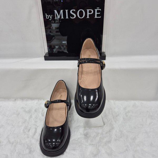 By 女性 ゴールド バックル メリージェーン シューズ 112HT431DF021 BLACK 2 JJ