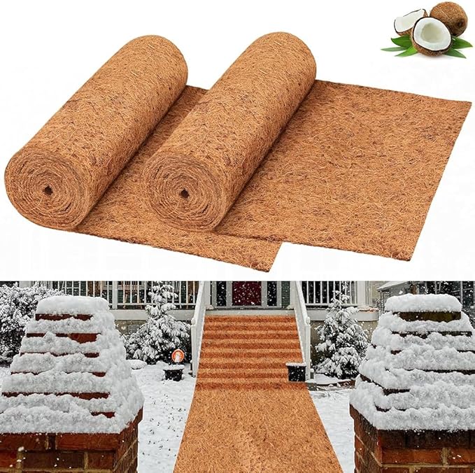 雪上マット 滑り止め 冬の屋外用 雪上でも安心 厚さ0.6～0.8cm 階段マット 滑り止めマット 通路 私道 歩道 駐車場 雪対策 歩道用(2個,100CM*1M)