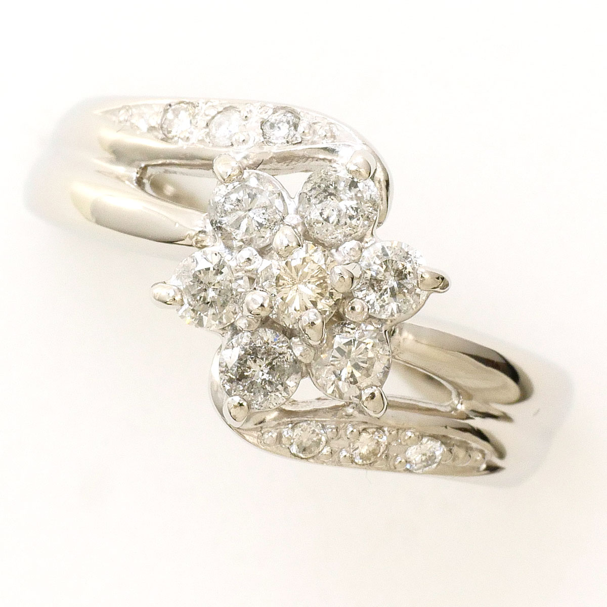 PT900 プラチナ リング・指輪 11号 ダイヤモンド 0.50ct カード鑑別書 総重量約4.0g 中古