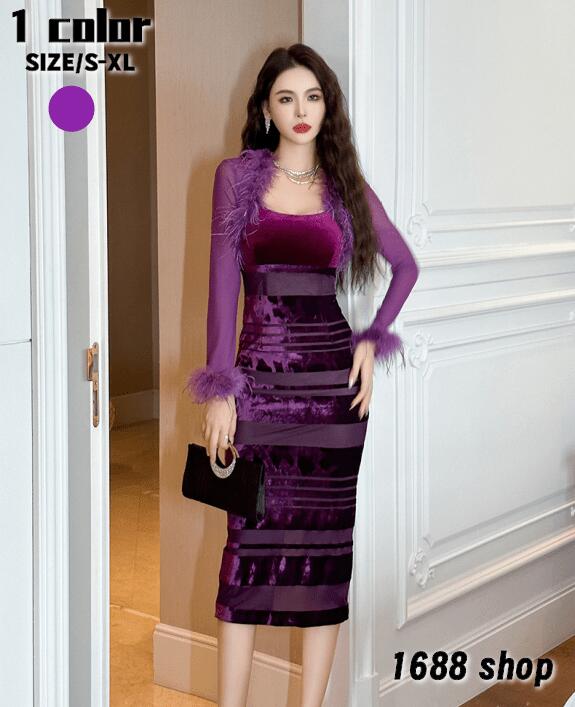 新入荷！2025 タイトワンピース 姫系ワンピース　シンプル　ワンピース インポート ひざ丈 ミドル丈 エレガント　韓国ファッション シンプル Vネック パーティドレス 長袖　お嬢様 セクシー ミニワ