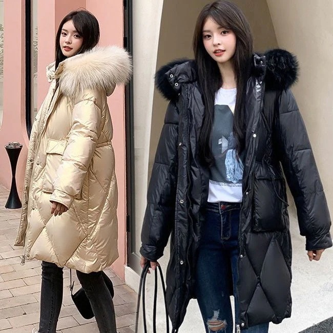 ダウンジャケットレディースロングコートダウンコートおしゃれ4050ファーフード中