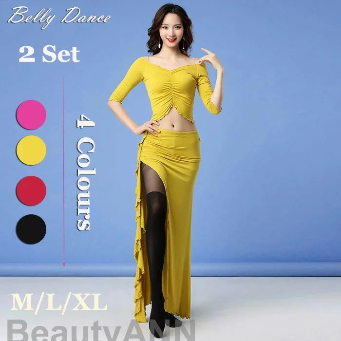社交ダンス衣装 べリーダンス衣装 ベリーダンスセット衣装 舞台衣装 レッスン着 練習着　コスチューム 2点セット トップス スカート インナーパンツ付き 発表会イベント コスプレ DANCE M/L/ 7,560円