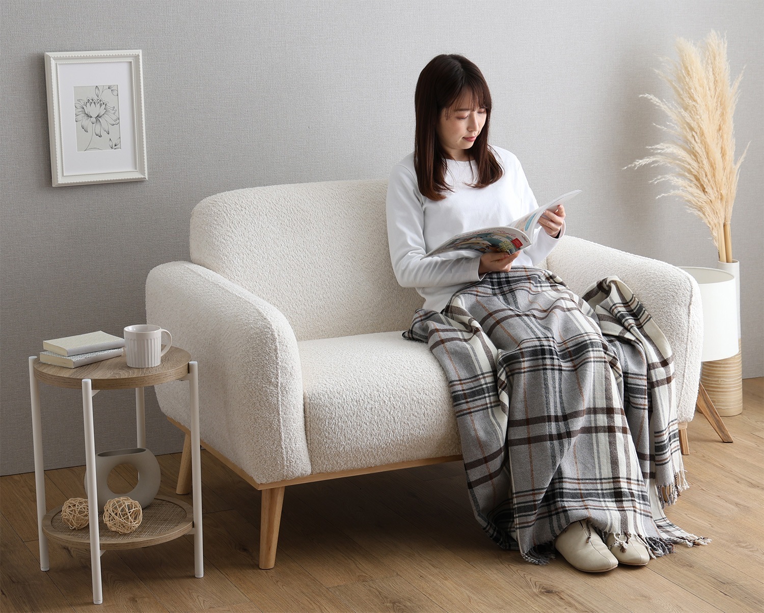 ソファー 2人掛け かわいい タオル生地 くすみカラー ナチュラルモダン コンパクト ふわふわ 幅127cm 二人掛け