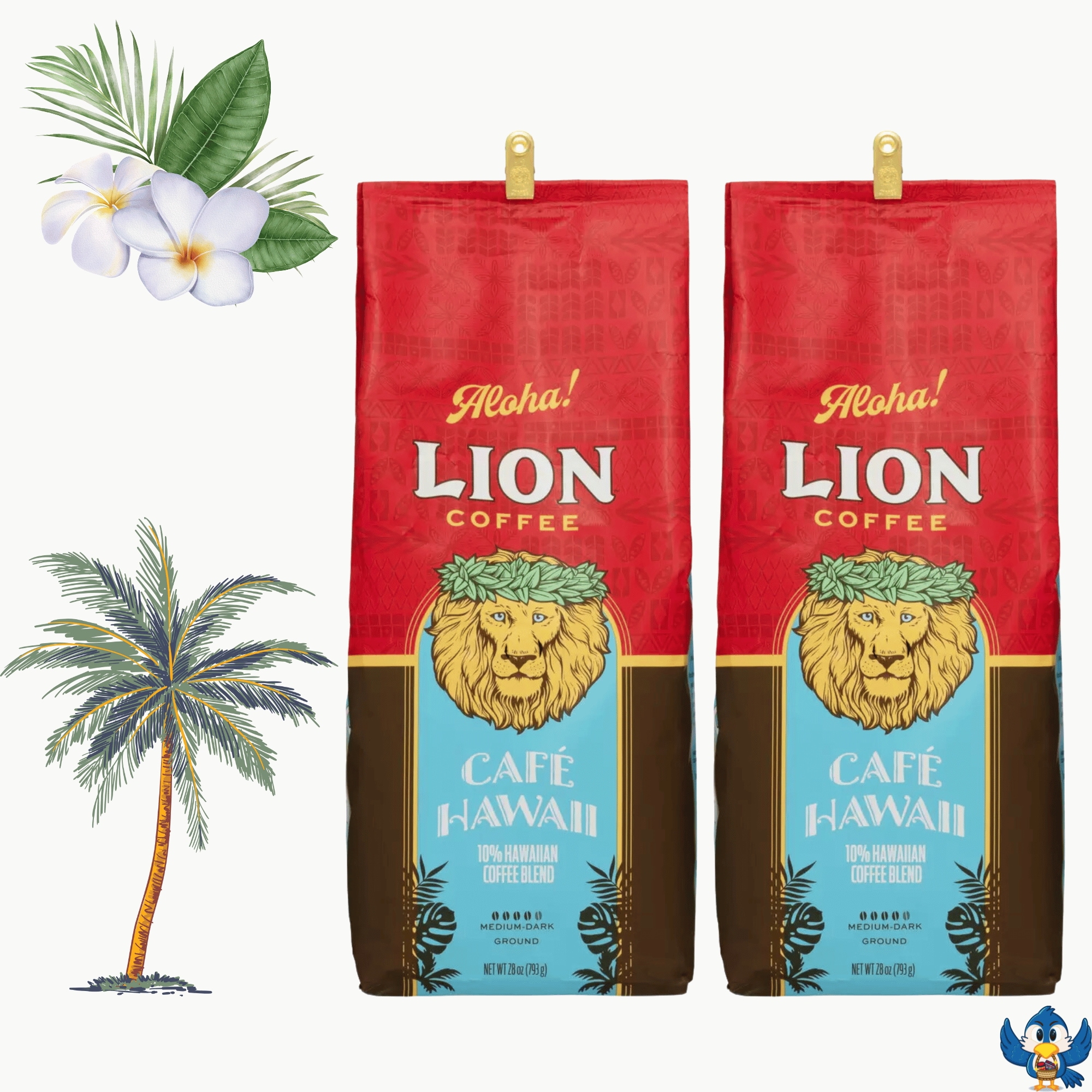 ライオンコーヒー 793g x 2袋 カフェハワイ ミディアムダークロースト 中挽き 豆 粉 ハワイアンコーヒー コストコ