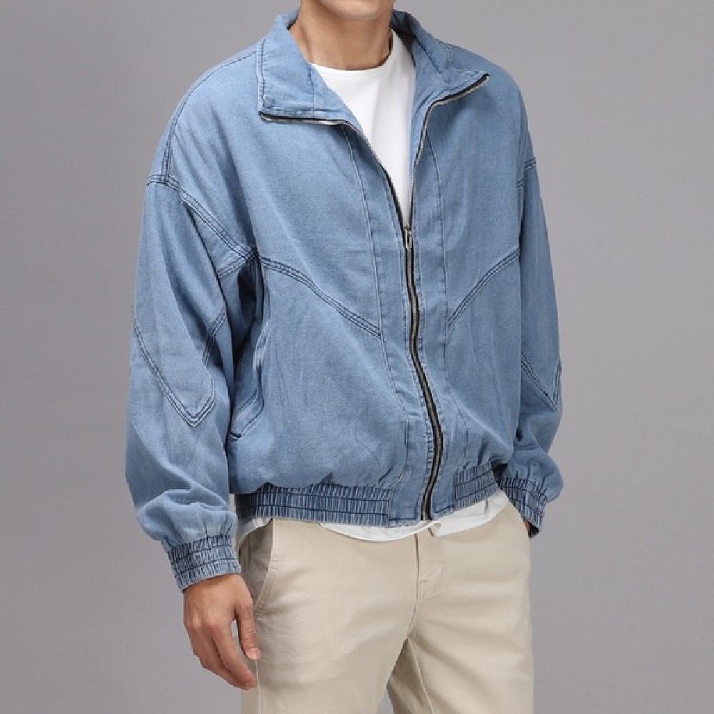 （ジュアンス）オーバーフィットジャージーブルーデニムジャケットCIJP8113