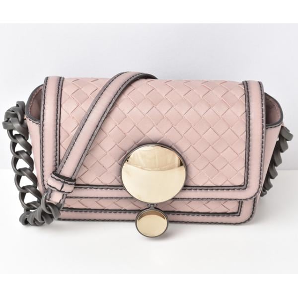 ショルダーバッグ/アクセサリーポーチ BOTTEGA VENETA チェーンストラップ ライトパール/ガンメタル