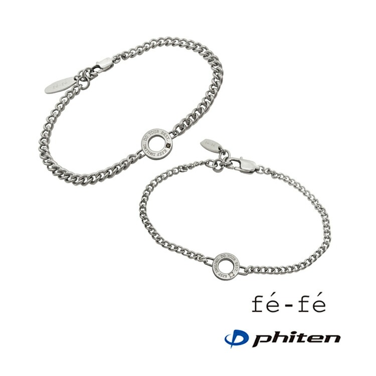 fe-fe×phiten フェフェ×ファイテ チタン ブレスレット FP-40 シルバー ダイヤモンド 指輪 スポーツ 15,400円