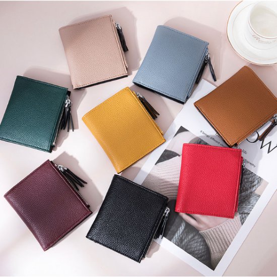 折りたたみ財布 レディース 財布 二つり財布 ウォレット ジッパーポケット コイン収納 小銭入れ カードスロット カード収納 カード入れ シンプル 無地 レザー ショートウォレット コンパクト 牛革