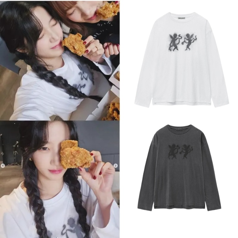 【Lesserafim カズハ着用】Angel graphic long sleeve オーバーサイズTシャツ
