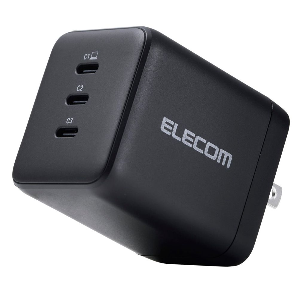エレコム MPA-AC113100BK AC充電器 PD 100W / 3ポート USB-C ×3 コンパクト 高速充電 折りたたみ式プラグ 【 MacBook iPhone iPad Gal