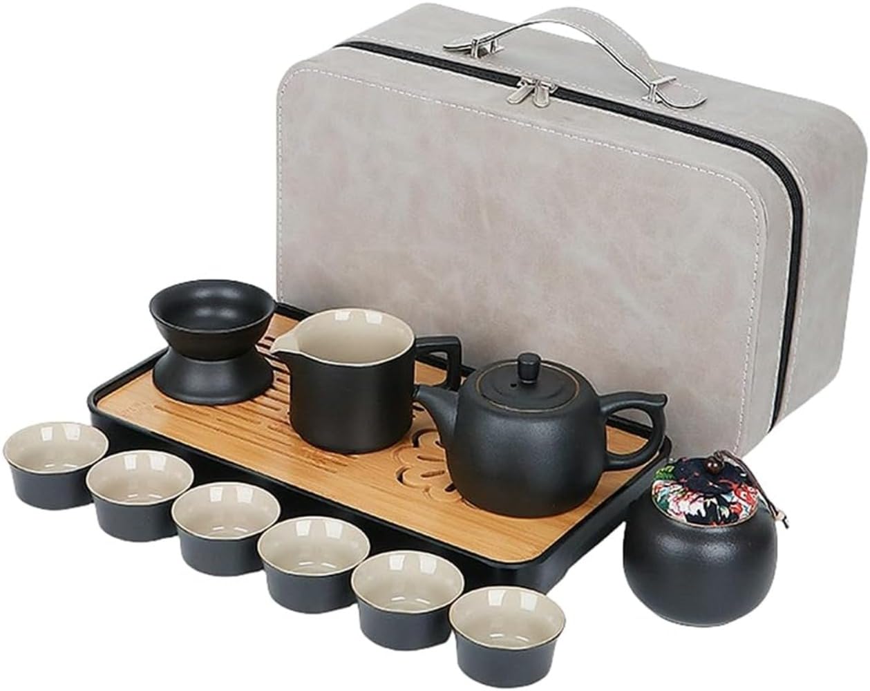 茶器セット 急須セット 陶器ティーセット 和風急須 カップ付き 旅行用 携帯式 軽量 収納ボックス付き 自宅用・贈り物に最適 (A 05)