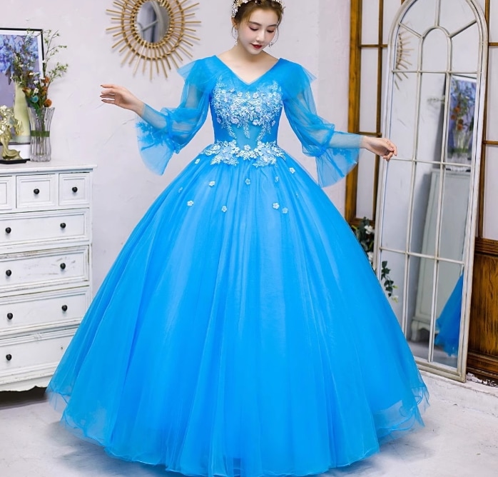 美品 パーティードレス ロングドレス 結婚式 Vネック 花嫁 ウェディング 披露宴 大きいサイズ 演奏会