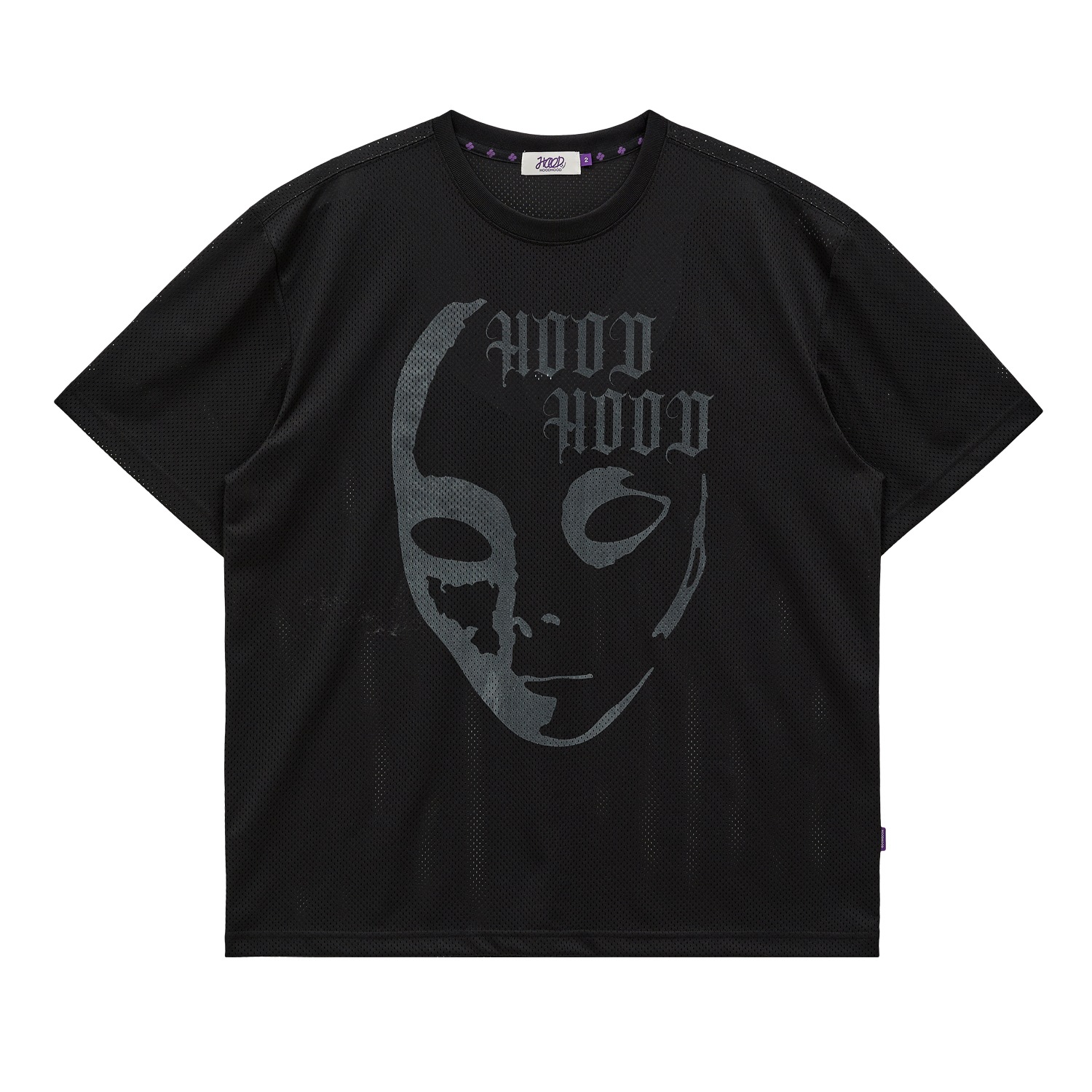 Alien graphic mesh half sleeve T-shirt BLACK