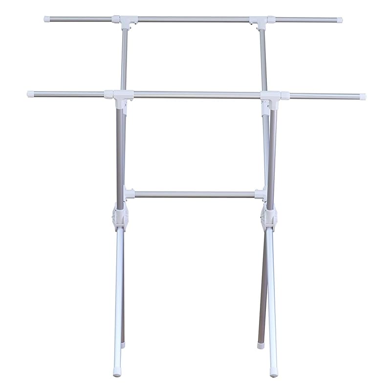 即納：藤栄(FUJIEI) Leger(レジェール) X型アルミ物干し シルバー 日本製 洗濯物干し アルミで軽量 幅 高さ 調整可能 布団も干せる 折りたたみ
