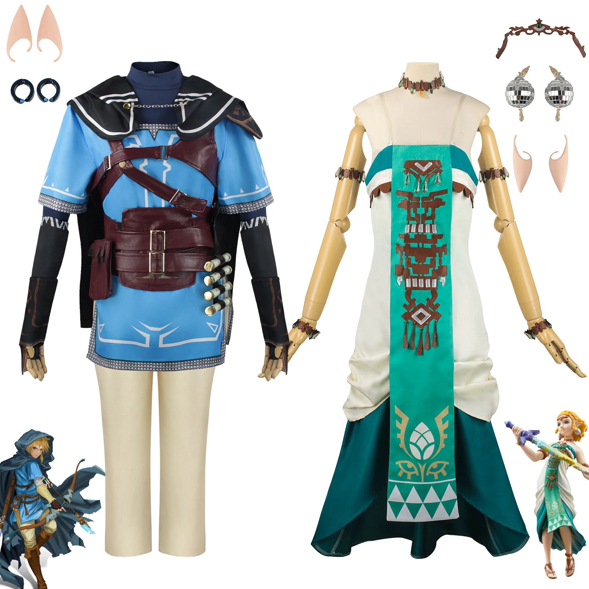 K1138ゼルダの伝説の王国の涙ゼルダの王女のスカートのcos服のアニメのゲームはcos服を演じます