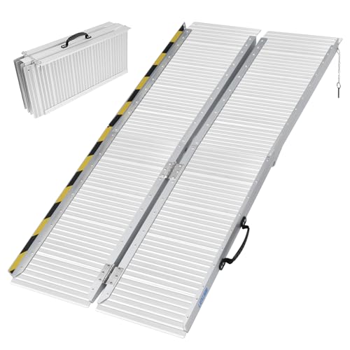 LIEKUMM 車椅子スロープ 軽量アルミ製 長さ151.5cm 幅74cm 耐荷重300kg 四つ折り 省スペース 車椅子 スロープ 滑り止め