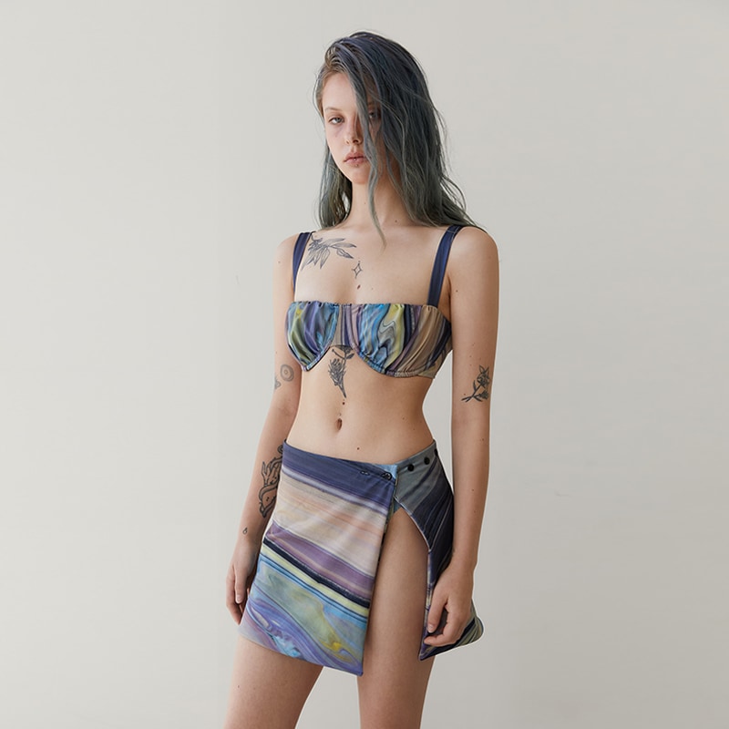 shirring bikini bralette multi