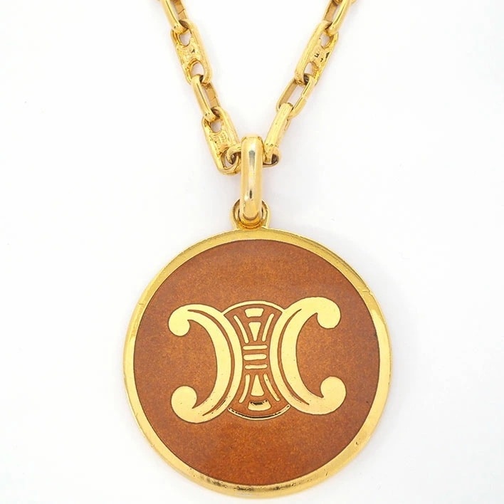 セリーヌ マカダム ラウンドプレートロゴ ロングチェーン 【ペンダント】