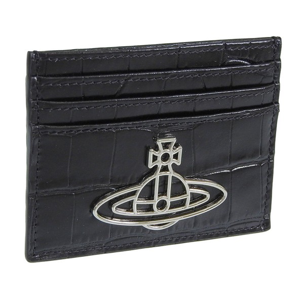ヴィヴィアンウエストウッド カードケース レディース ブラック CROCODILE THIN LINE ORB CARD HOLDER 5111005AL0039N401 VIVIENNE WESTW