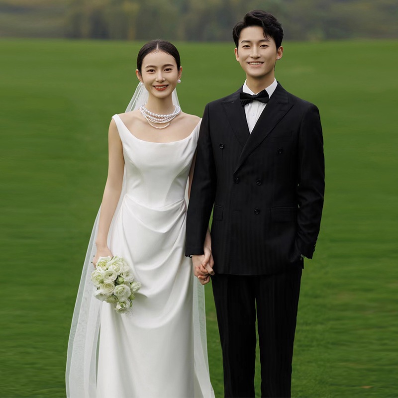 2025夏 ウェディング ロングドレス 結婚式パーティードレス ドレスワンピース レディース 前撮り 韓国ファッション