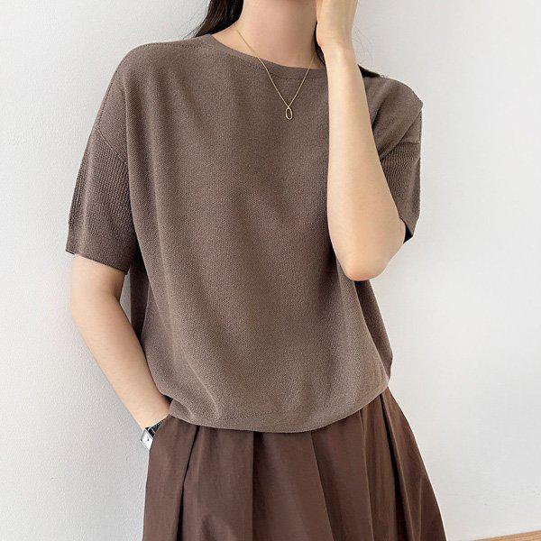 Hスタイル(KN)ホールガーマスラウンドニットティー 春 女性 ニットティー セーター Tシャツ シーズン