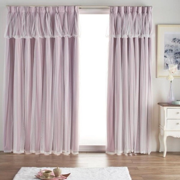 ユニベール レイヤードカーテン 100×110cm ローズ メーカー直送