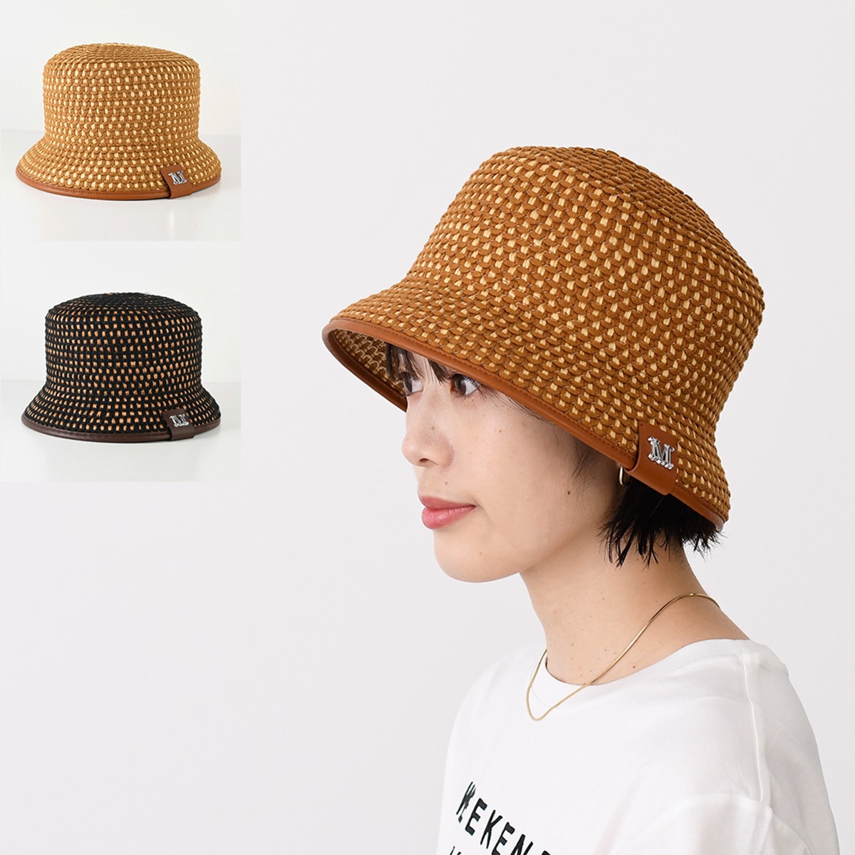 Max Mara マックスマーラ バケットハット 帽子 BACINO ビスコース 2514571032600 レディース ブラック ブラウン バケハ 春 夏 ツートンルック