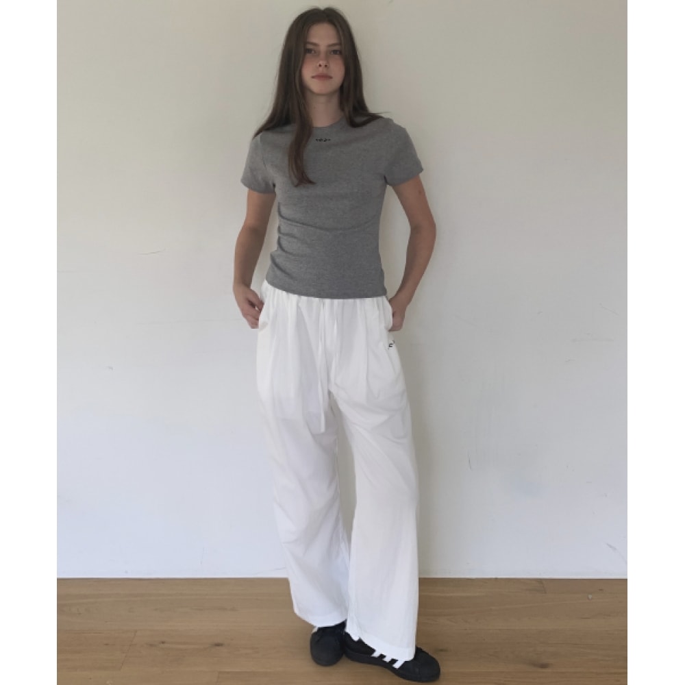 INJIACTIVE ストラップワイドパンツホワイト