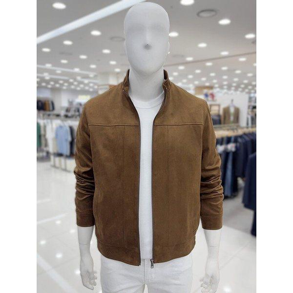 男性ハーフ丈スエードスエードトラッカージャケット航空ジップアップショートジャンパーダークブラウンカラー