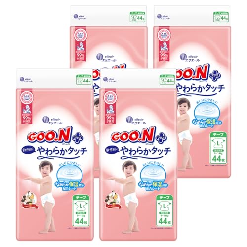 【テープ Lサイズ】グーンプラス 敏感肌にやわらかタッチ おむつ (9~14kg) 176枚(44枚×4) [ケース販売] (ディズニーデザイン