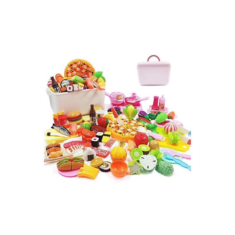 Jecimco 76点 おままごと キッチン セット子供 知育玩具 DIY 寿司 海鮮 野菜 果物 ハンバーグ コンロ ままごと用調理器具 付け 親子遊び キッチン おもちゃ プレゼント 男の子 女の