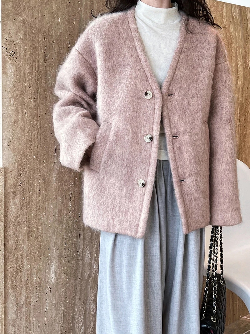 アウター レディース コート 上着 袖あり 長袖 Vネック ポリエステル ウール 快適 着心地 大人可愛い きれいめ シンプル カジュアル 大人 上品 おしゃれ お洒落 かっこいい レトロ 大人女子