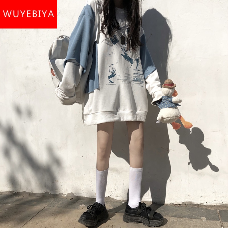 セーターガールの春と秋の服22新しい韓国版ルーズワイルド中学生と高校生のための日本の薄いトップ服