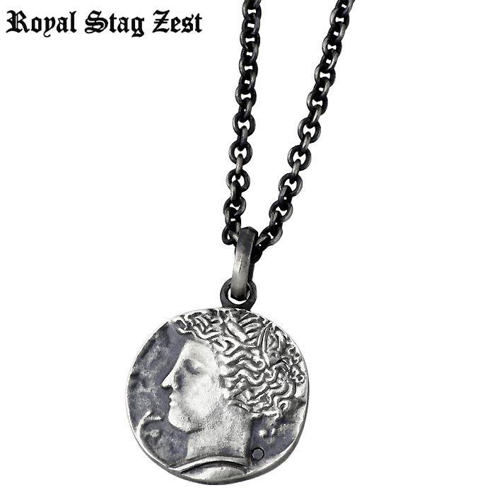 ロイヤルスタッグゼスト Royal Stag シルバーネックレス ダイヤモンド コイン SN25-0
