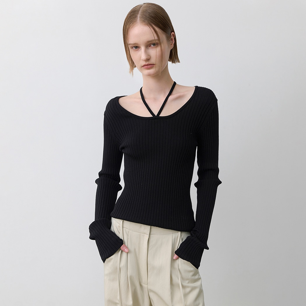 (T-7036)VUKA STRAP SLIM SOLID KNIT