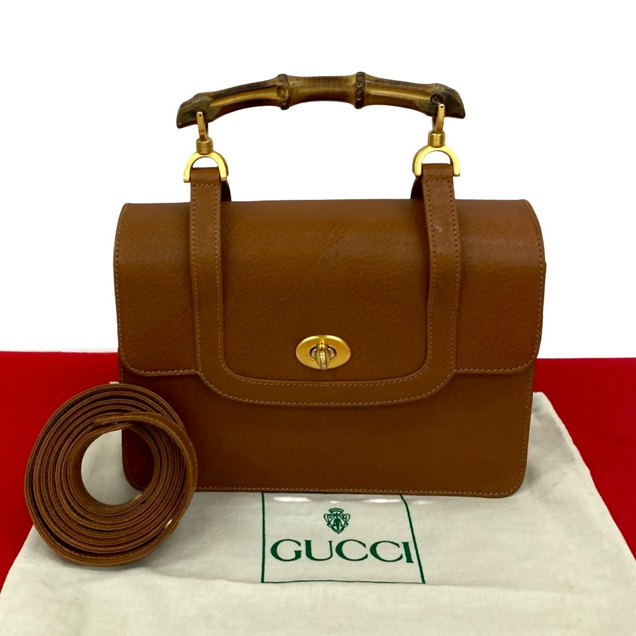 ヴィンテージ バンブーショルダーバッグ レザー ブラウン 807-5