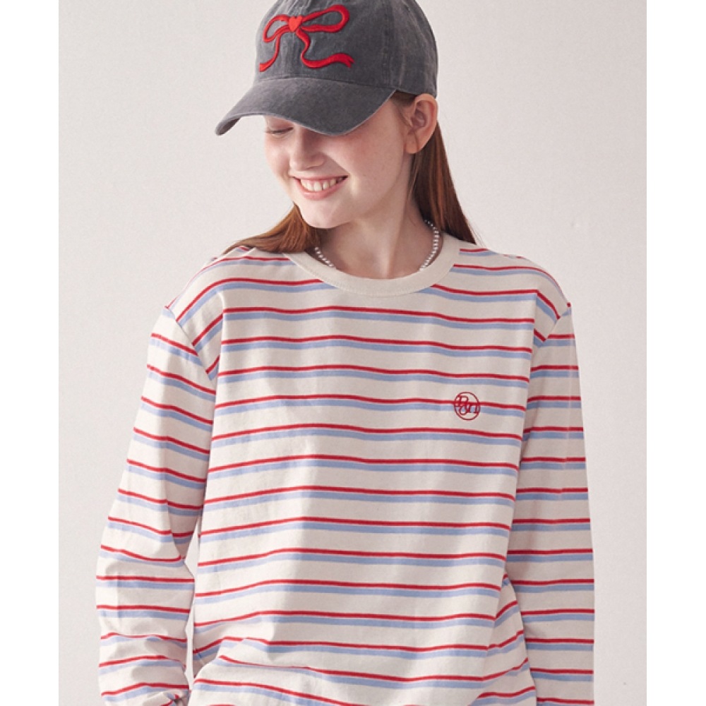 RONRON マルチストライプロングスリーブアイボリー