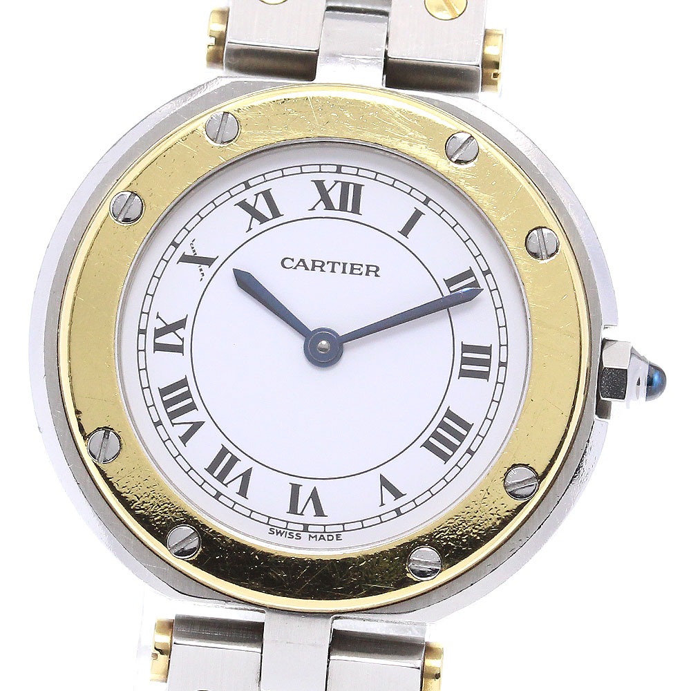 カルティエ CARTIER 84038288 サントスラウンドSM YGコンビ クォーツ レディース 内箱付き_842233【中古】