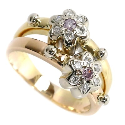 K18YG イエローゴールド K18PG ピンクゴールド ネックレス ダイヤモンド0.17ct 3.6g 〜45cm フリーチェーン レディース 中古 ◇スーパーセール延長！クーポンで22％OFF！からに！◇K18YGイエロー