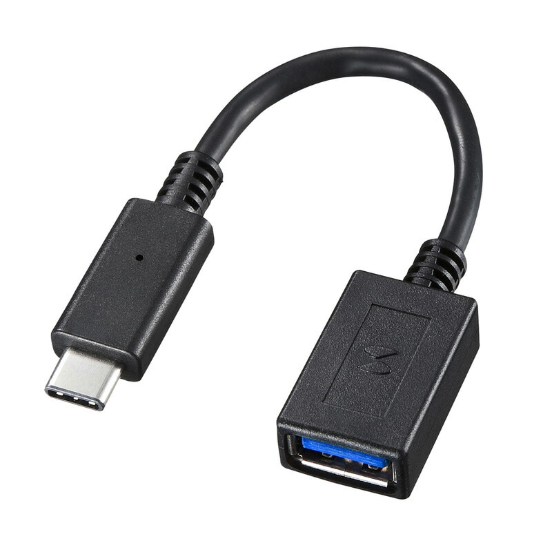 （まとめ買い）Type-C USB A変換アダプタケーブル ブラック 7cm AD-USB26CAF [x3]